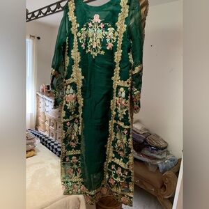 Green Floral Embroidered Dress